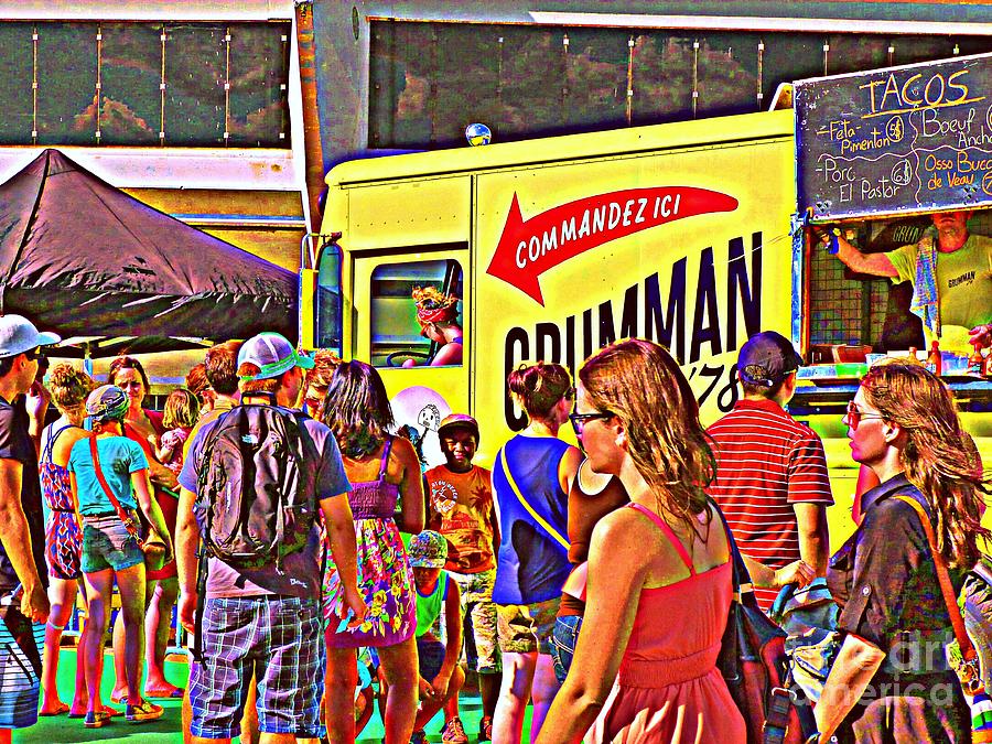 Portaits Painting - Street Food Vendor Grumman 78 - Montreals Famous Taco Truck CAROLE SPANDAU MONTREAL CITY SCENES   by Carole Spandau
