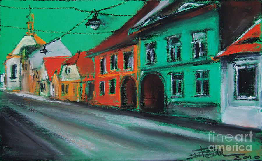 Mona Edulescu Pastel - Street In Transylvania 2 by Mona Edulesco