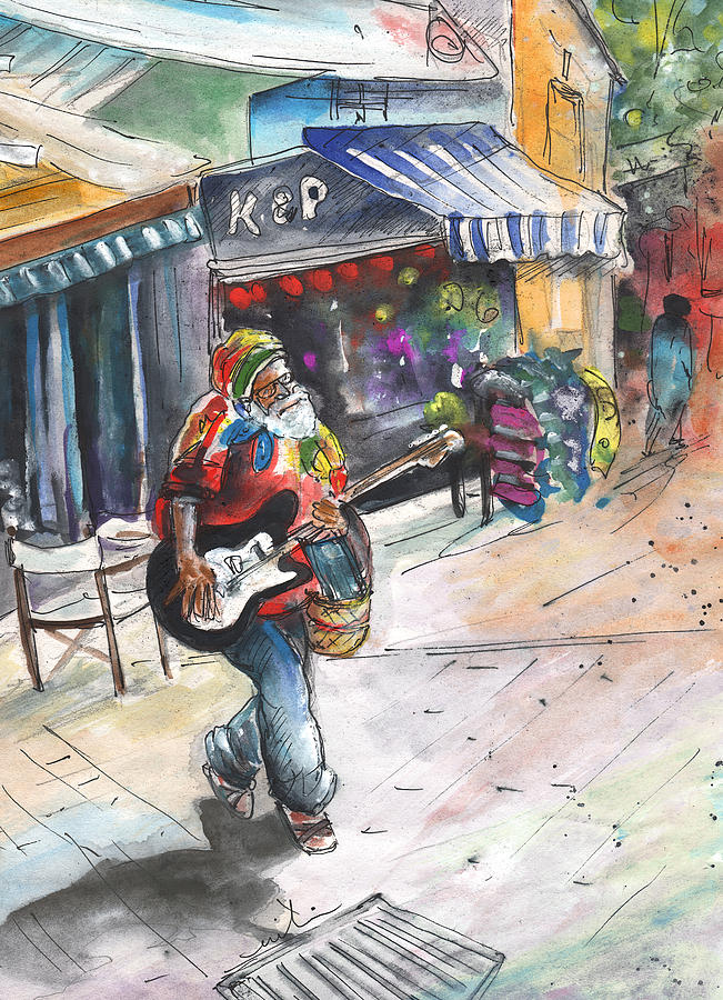 Street Musician in Turkish Nicosia Painting by Miki De Goodaboom