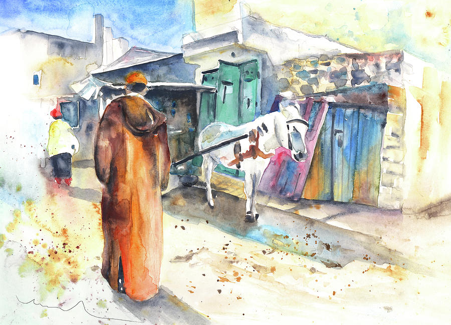 Street Scene in Morocco 01 Painting by Miki De Goodaboom