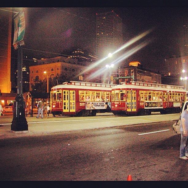 Streetcar Photograph - Streetcars, Canal St., New Orleans by L. Chris Curry