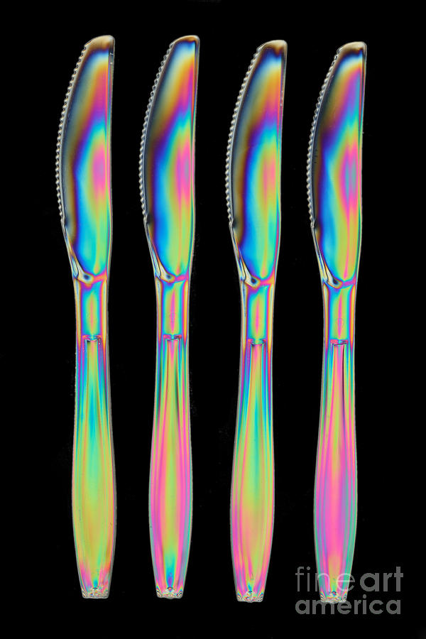 Knife Still Life Photograph - Stress In Plastic Knives by Ted Kinsman