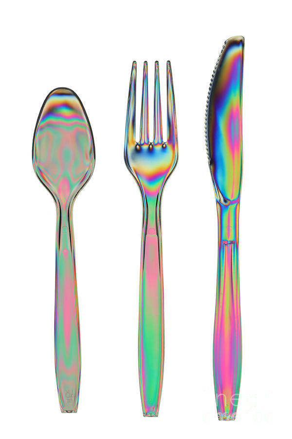 Stress In Plastic Utensils Photograph by Ted Kinsman