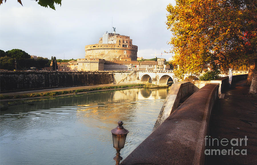 Architecture Photograph - Stroll Along the Tiber by George Oze