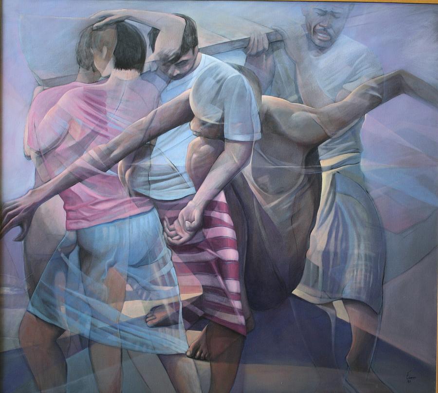 Figures Painting - Struggle by Jorge Cardenas