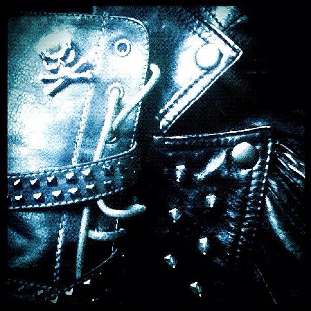 Skull Photograph - Studded Leather - Blue by Manchester Flick Chick