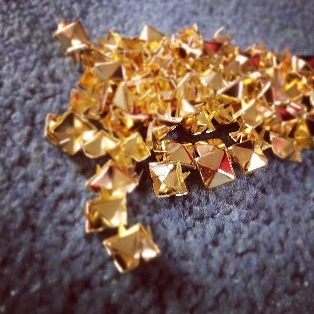 Summer Photograph - #studs #pyramid #gold #focus #customise by Grace Shine