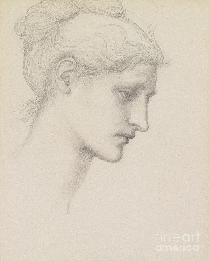 Portrait Drawing - Study for Laus Veneria by Edward Burne Jones