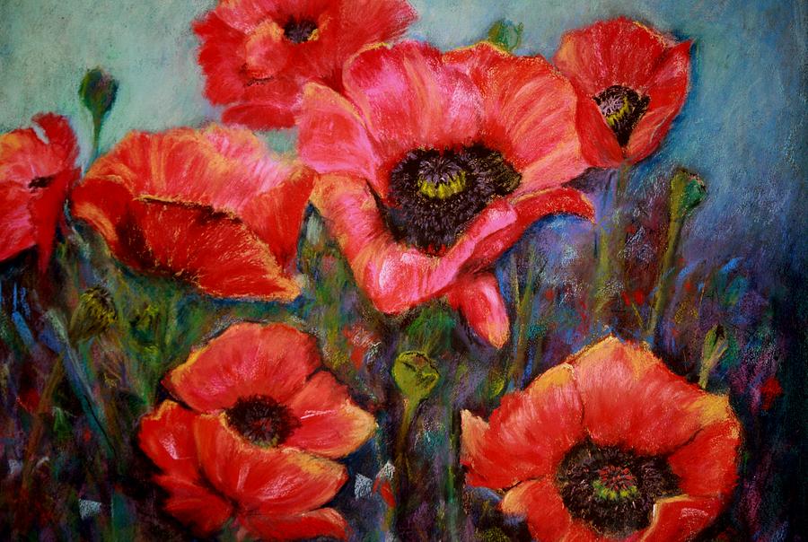 Study In Poppies Painting by Mary Dunn