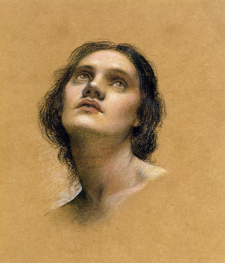 Up Movie Pastel - Study of a head by Evelyn De Morgan
