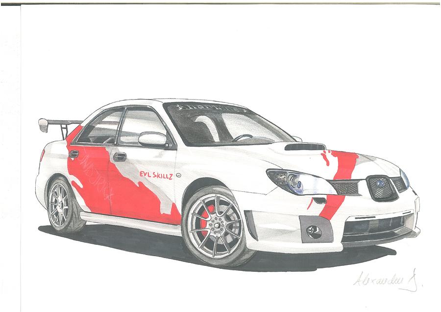 Subaru Impreza Drawing by Alexandru Dusca