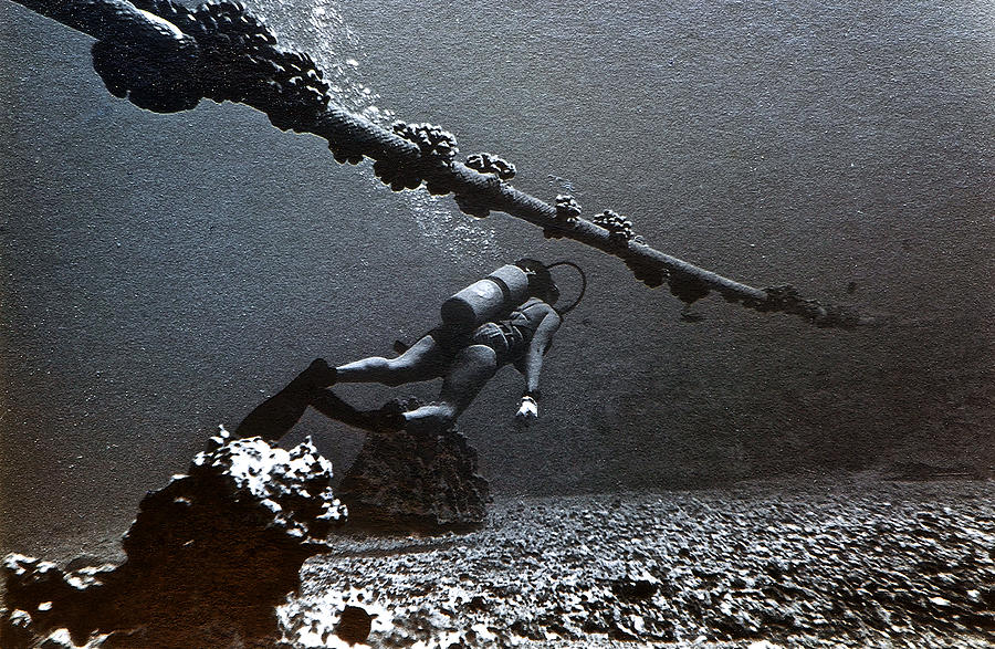 Submarine Telephone Cable and Diver - Hanauma Bay 1973 Photograph by Bill Owen