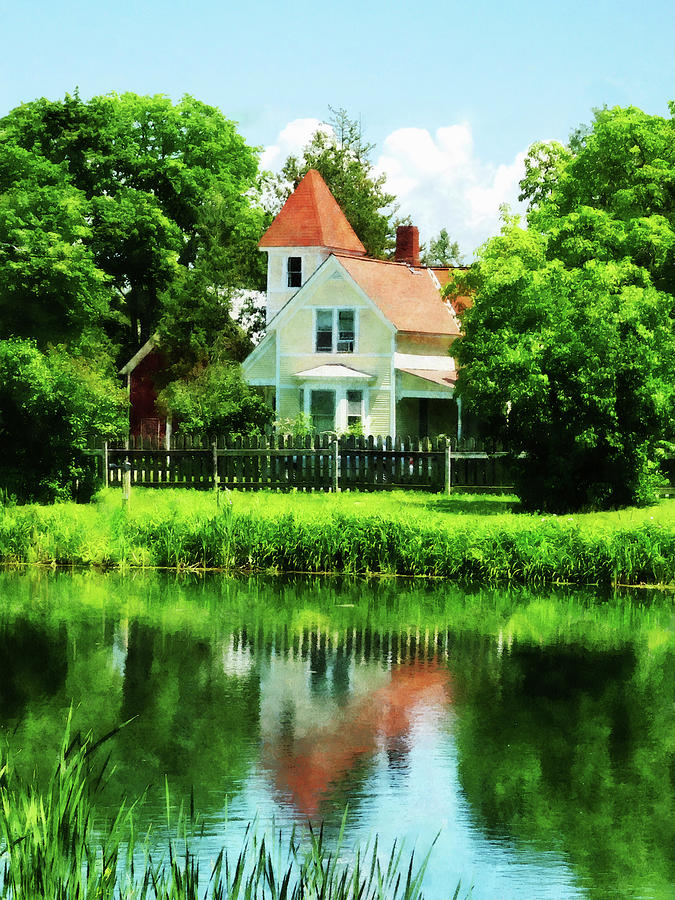 Tree Photograph - Suburban House with Reflection by Susan Savad