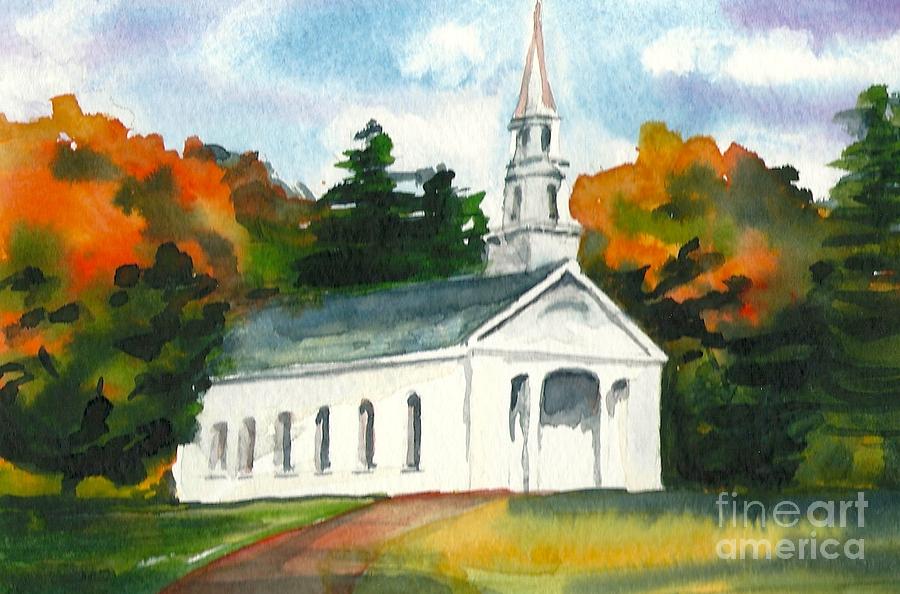 Sudbury Chapel in Fall II Painting by Lynn Babineau