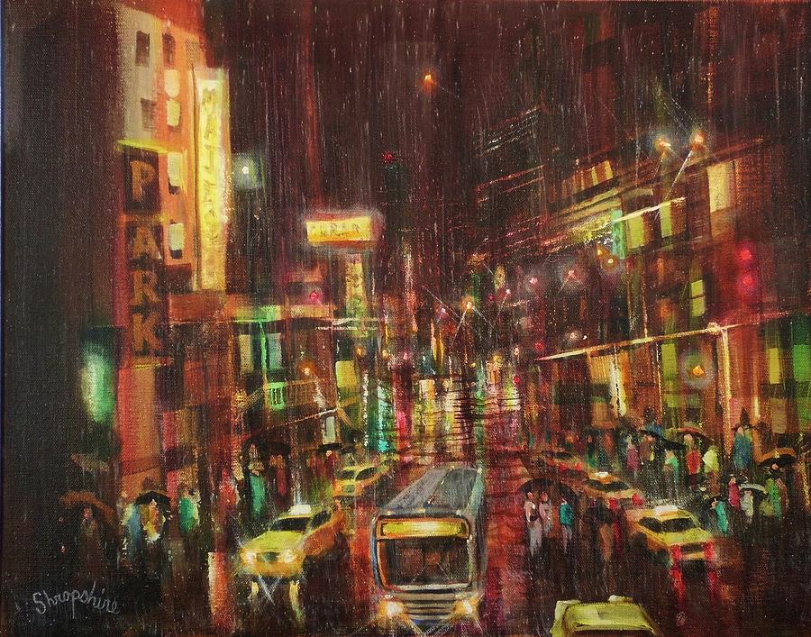 Sudden Downpour Opening Night Painting by Tom Shropshire