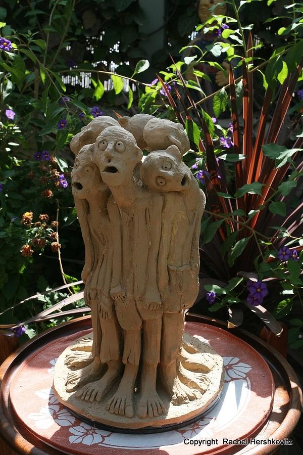 Suffering Circle ceramic sculpture brown clay  Sculpture by Rachel Hershkovitz