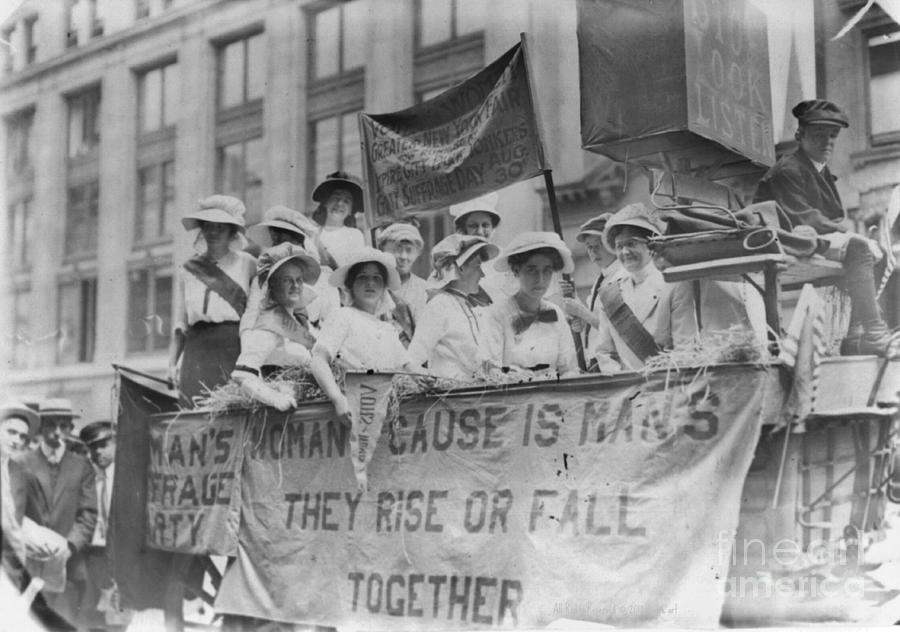 Suffragettes Riding a Float Photograph by Padre Art
