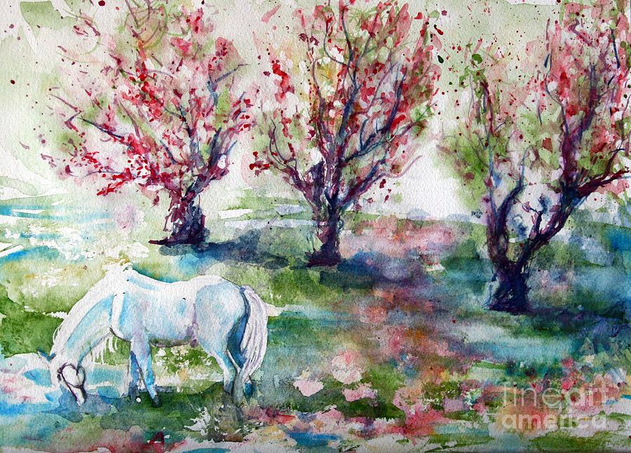 Spring Painting - Sugar in the Apple Orchard Meadow by CheyAnne Sexton