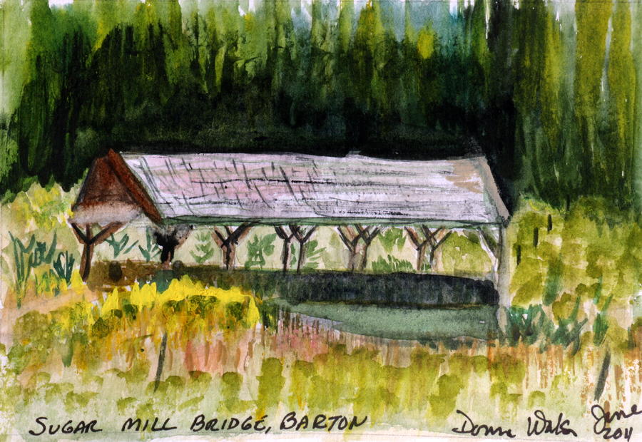 Sugar Mill Covered Bridge in Barton VT Painting by Donna Walsh