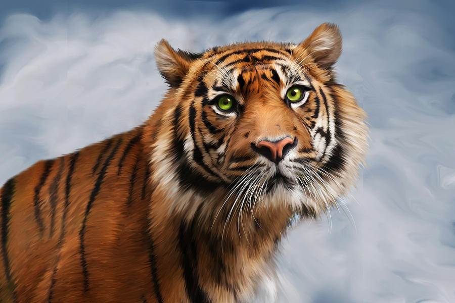 Tiger Digital Art - Sumatran Tiger by Julie L Hoddinott