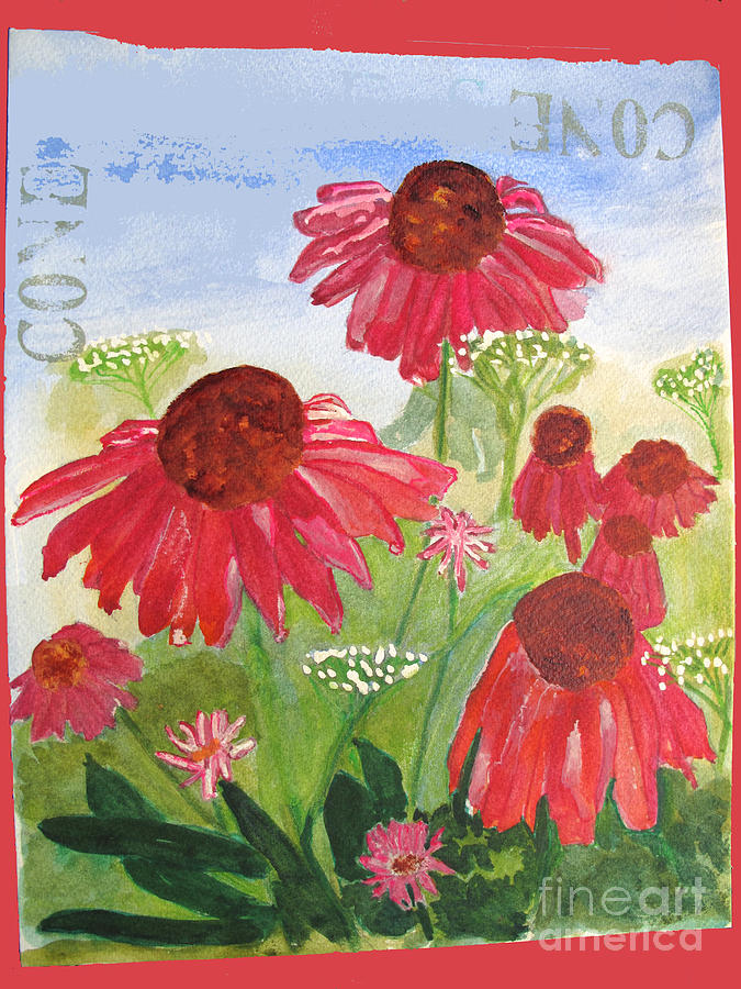 Summer Coneflowers Painting by Sandy McIntire