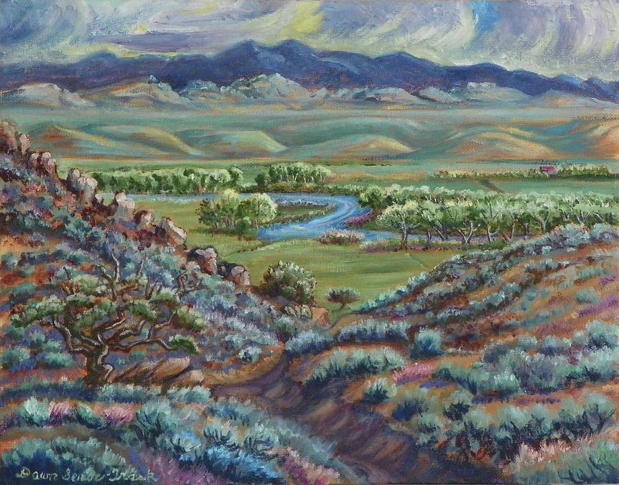 Nature Painting - Summer Evening in the River Valley by Dawn Senior-Trask