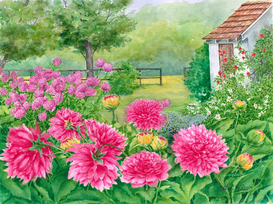 Summer Garden Painting by Barbel Amos