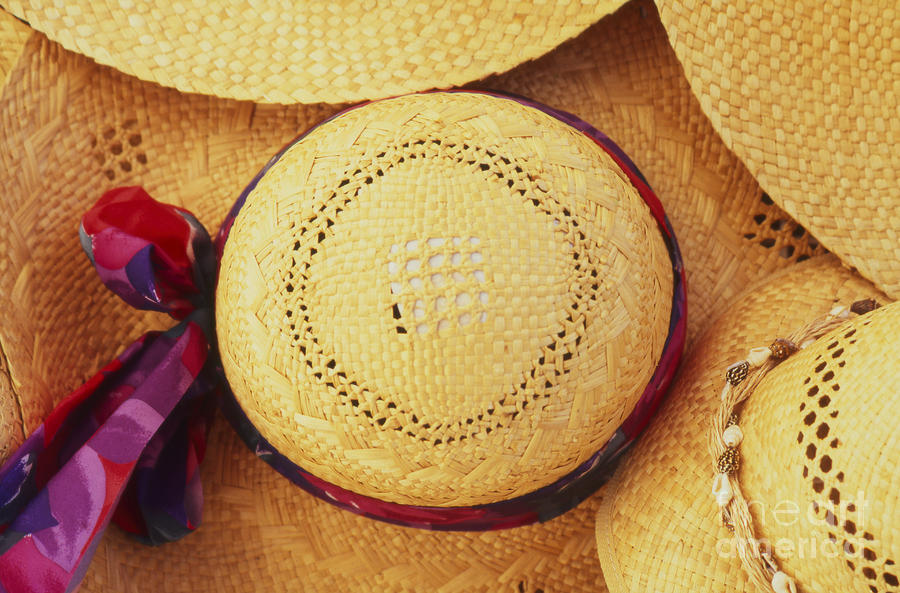 Greek Photograph - Summer Hats by Steve Outram