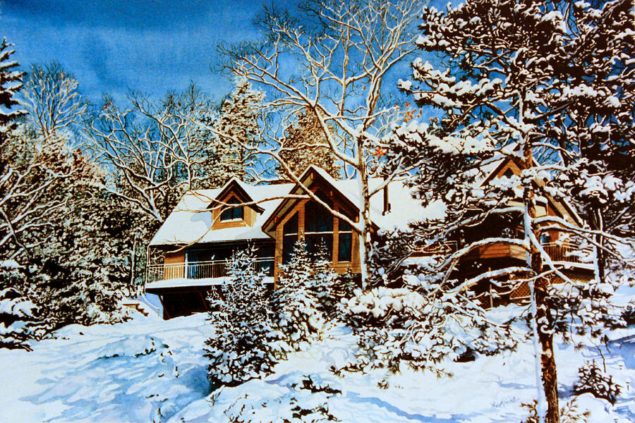 Summer House Portrait In Winter Painting