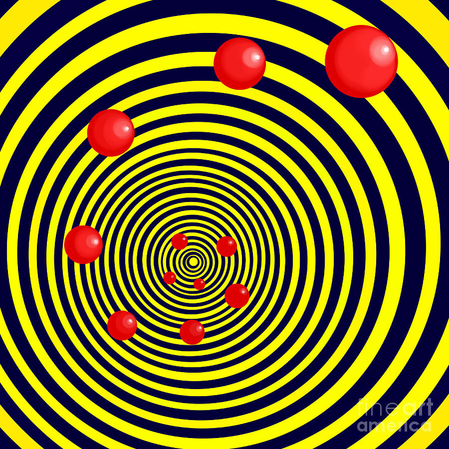Summer Red Balls with Yellow Spiral Digital Art by Christopher Shellhammer