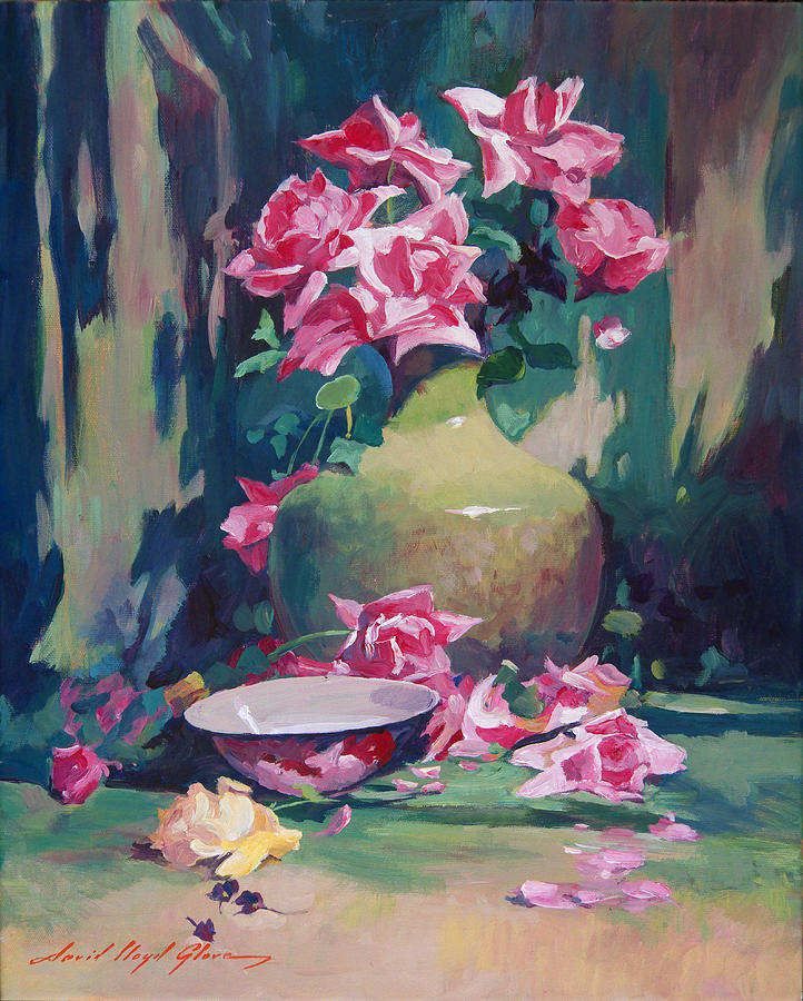 Summer Rose Arrangement Painting by David Lloyd Glover