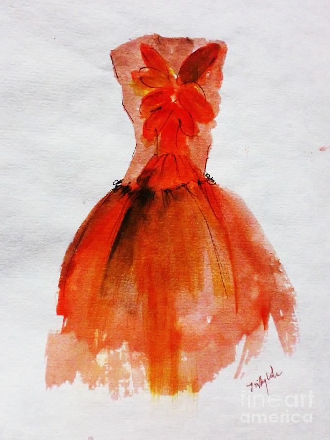 Orange Dress Painting - Summer Sensation by Trilby Cole