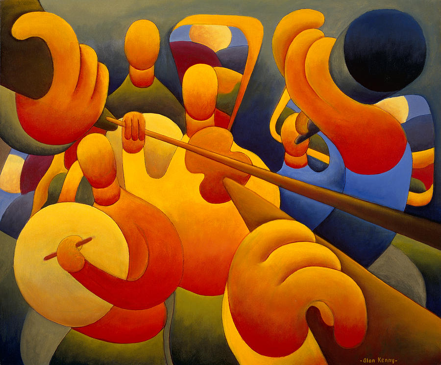Summer Trad.session interior Painting by Alan Kenny