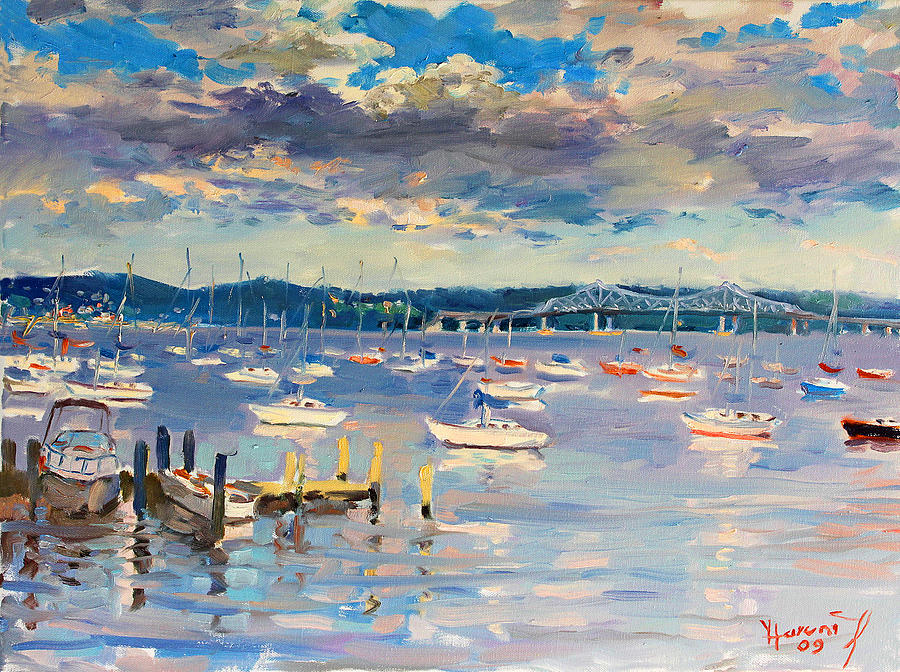 Hudson River Painting - Sun and Clouds in Hudson by Ylli Haruni