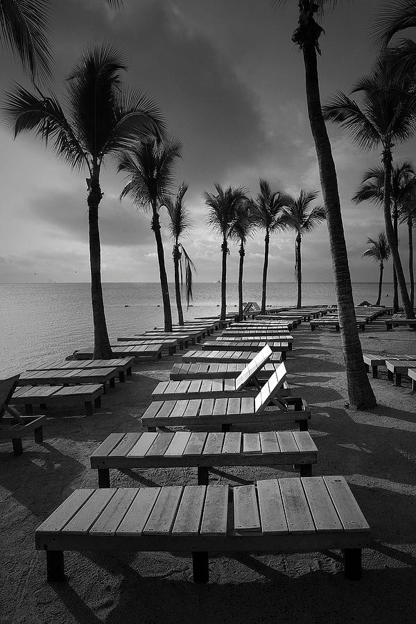 Sun Bathing Benches at a Resort on Key Islamorada Photograph by Randall Nyhof