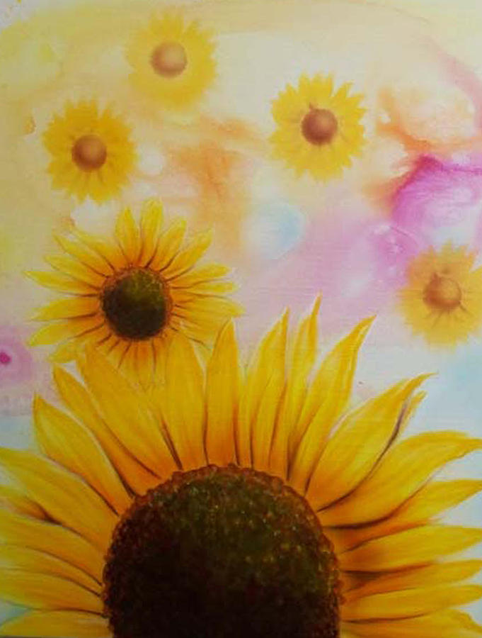 Sun Flowers in the morning Painting by Mike Royal - Fine Art America