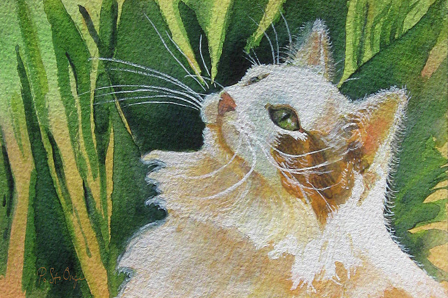 Sun Glow Cat Painting by Pat St Onge