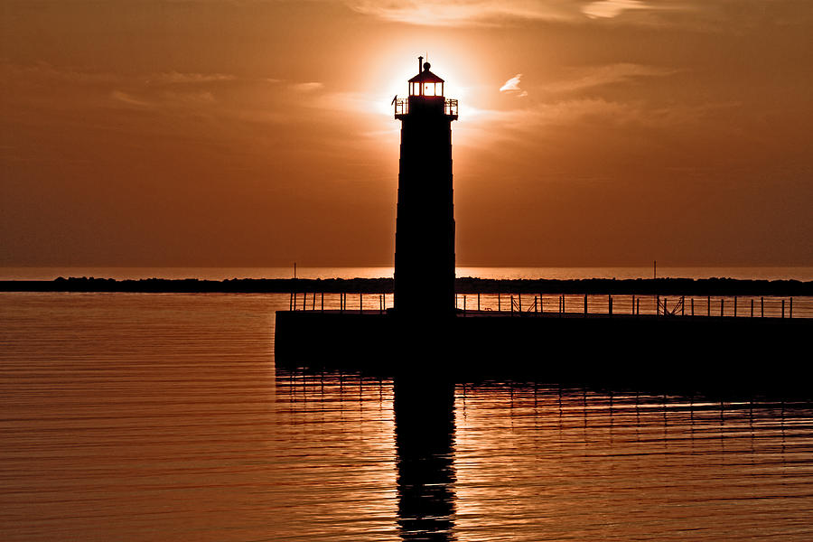 Sunset Photograph - Sun-Lighthouse by Jeramie Curtice
