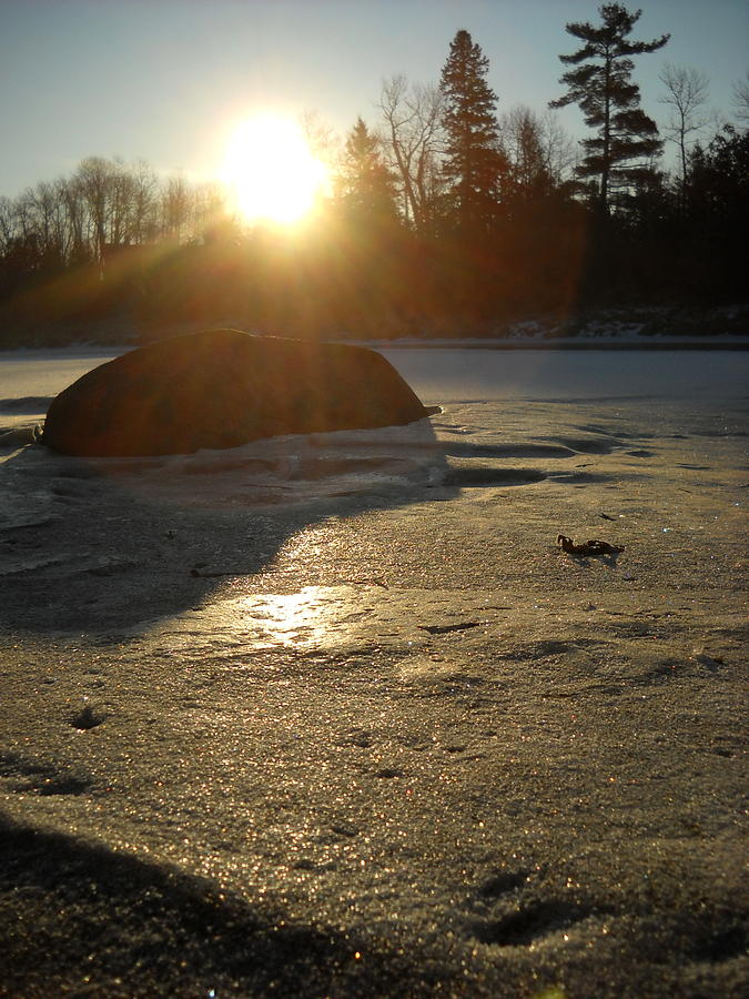 Sun on Rock in Ice Photograph by Kent Lorentzen