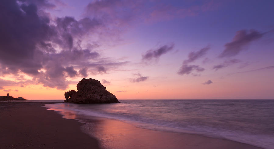 Beach Photograph - Sun Rise Penon del Cuervo Costa del Sol Malaga by Mark Haley