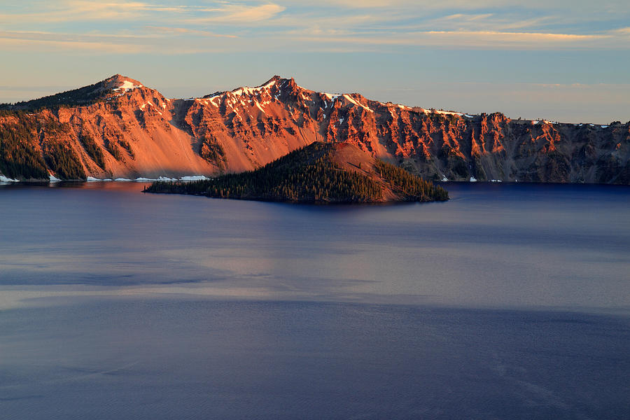 Sun rising at Crater Lake National Park Photograph by Pierre Leclerc Photography