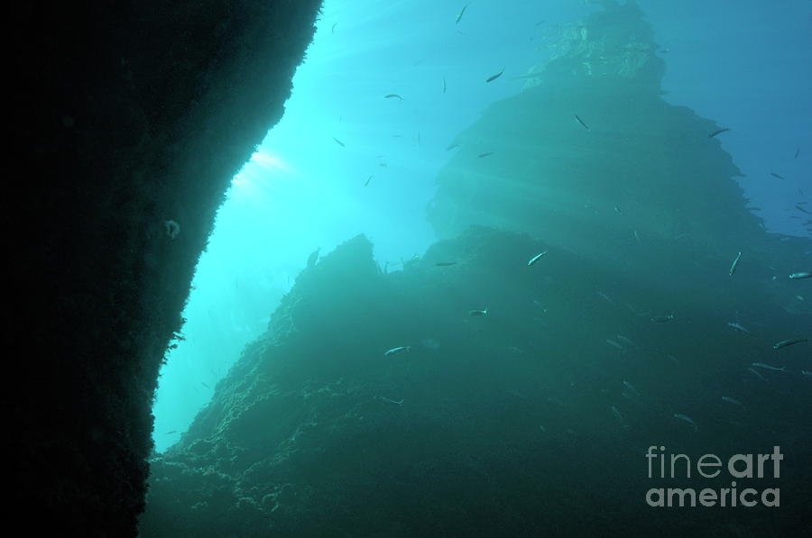 Sunbeams and rock formation underwater Photograph by Sami Sarkis | Fine ...