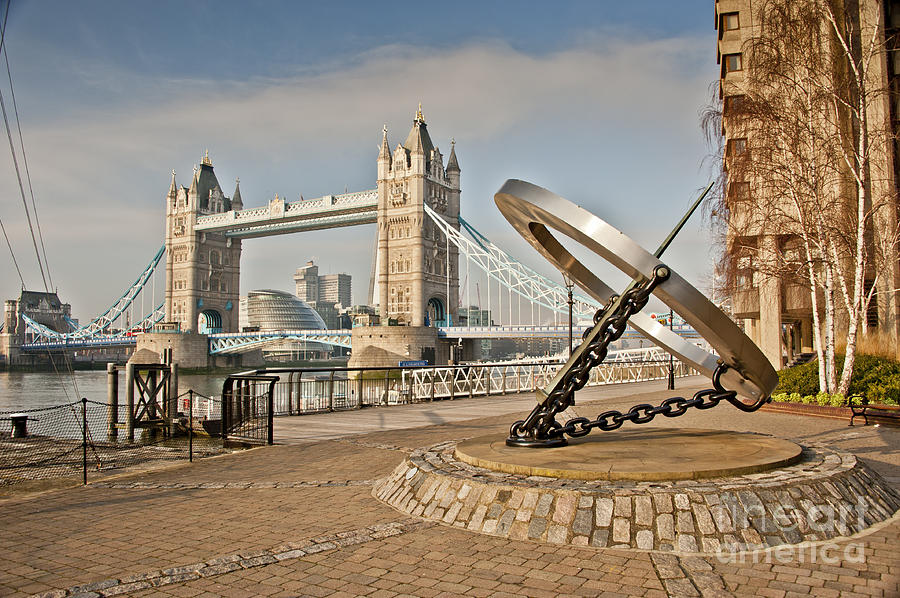 London Photograph - Sundial at Tower Bridge by Donald Davis London Photograph - Sundial at Tower Bridge by Donald Davis