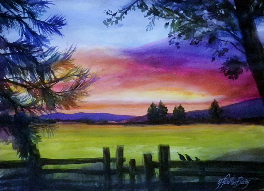 Sundown and Quail st Annas Painting by Tf Bailey