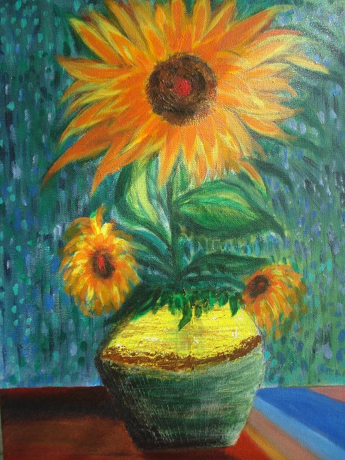 Sunflower Painting - Sunflower In A Vase by Prasenjit Dhar