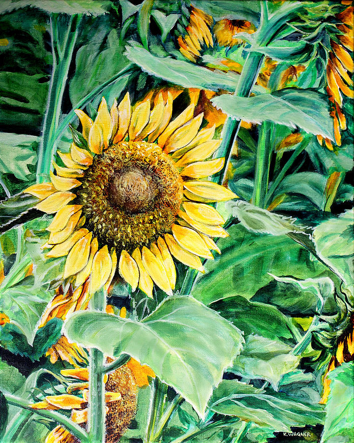 Sunflower Painting by Karl Wagner