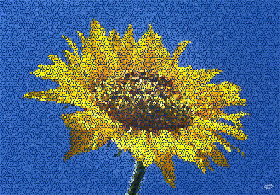 Sunflower Digital Art - Sunflower Mosaic by Steve Huang