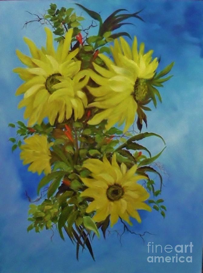 Sunflower One Painting by Peggy Miller