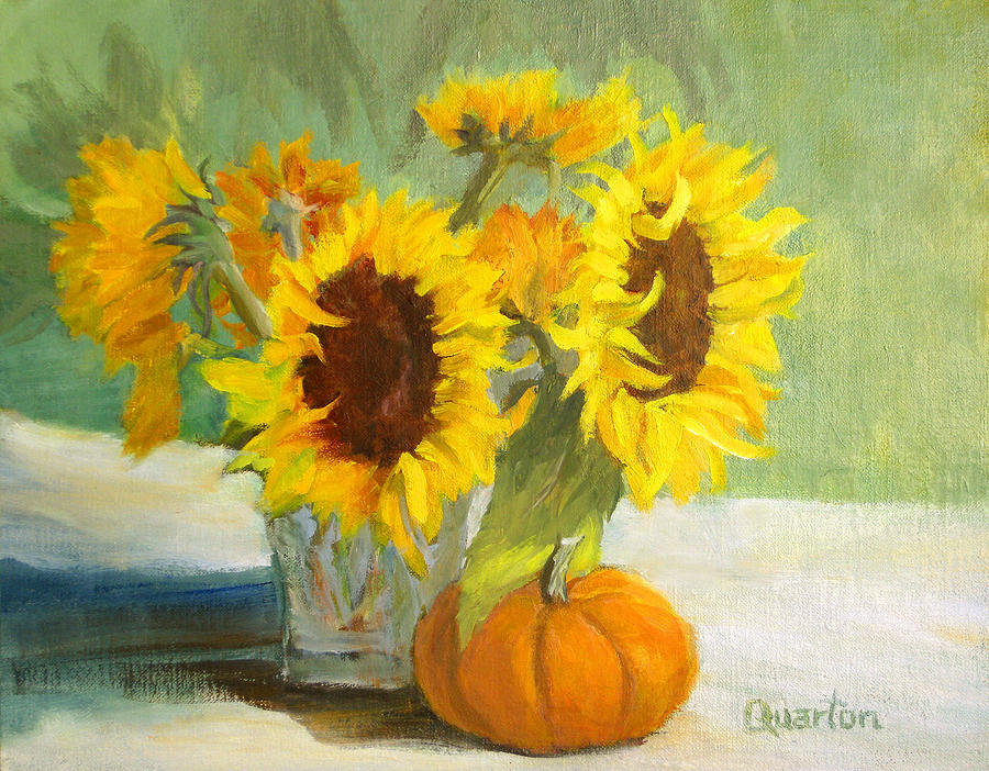 Sunflower Pumpkin Painting by Lori Quarton Fine Art America