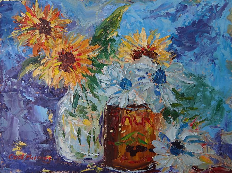 Sunflower Still Life Two Painting by Carol Berning